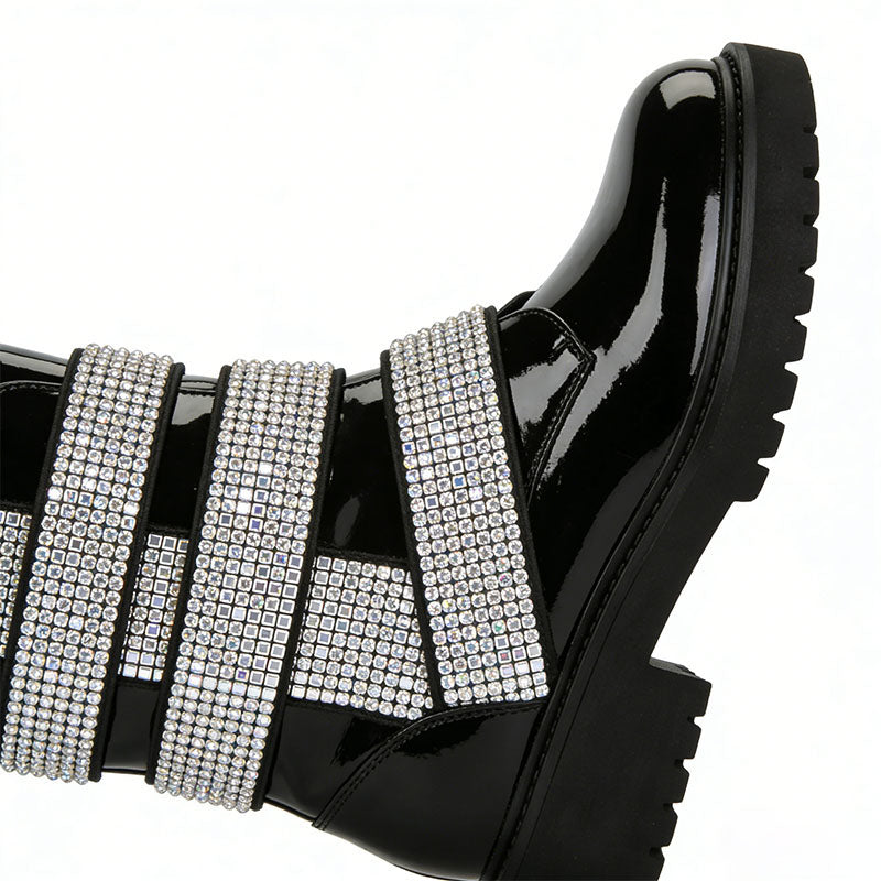 Glamorous Rhinestone Women's Low Boots