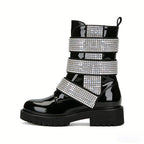 Glamorous Rhinestone Women's Low Boots