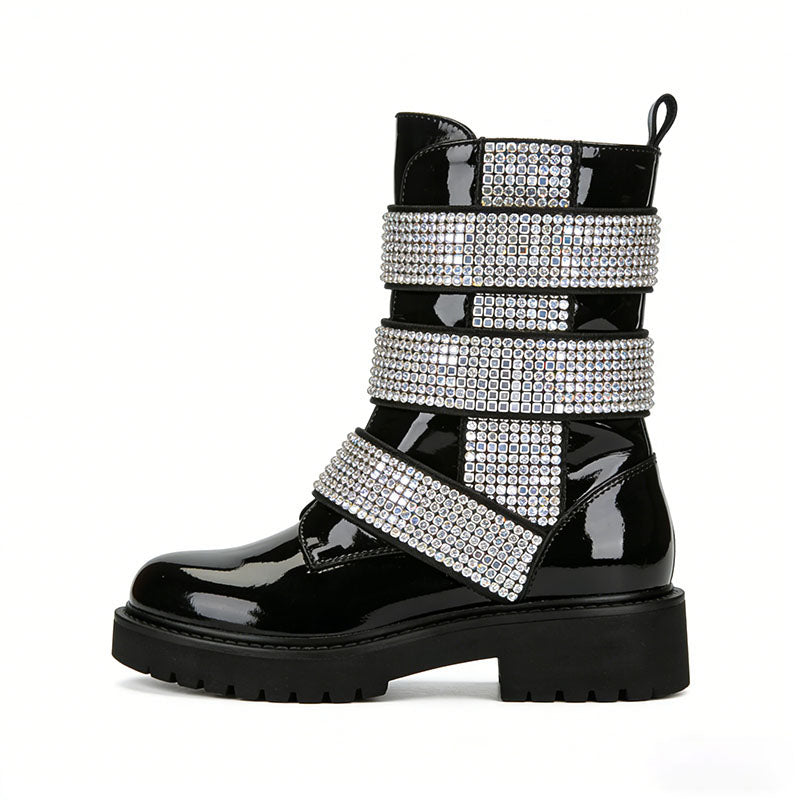 Glamorous Rhinestone Women's Low Boots