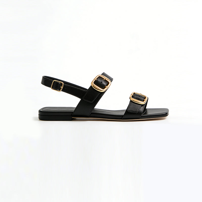 Minimalist Sleek Daily Commuter Comfort Versatile Square Toe Flat Sandals