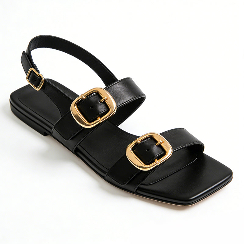 Minimalist Sleek Daily Commuter Comfort Versatile Square Toe Flat Sandals