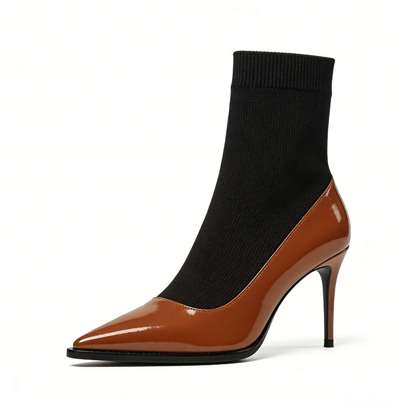 Elegant Stiletto Heel Patchwork Women's Low Boots