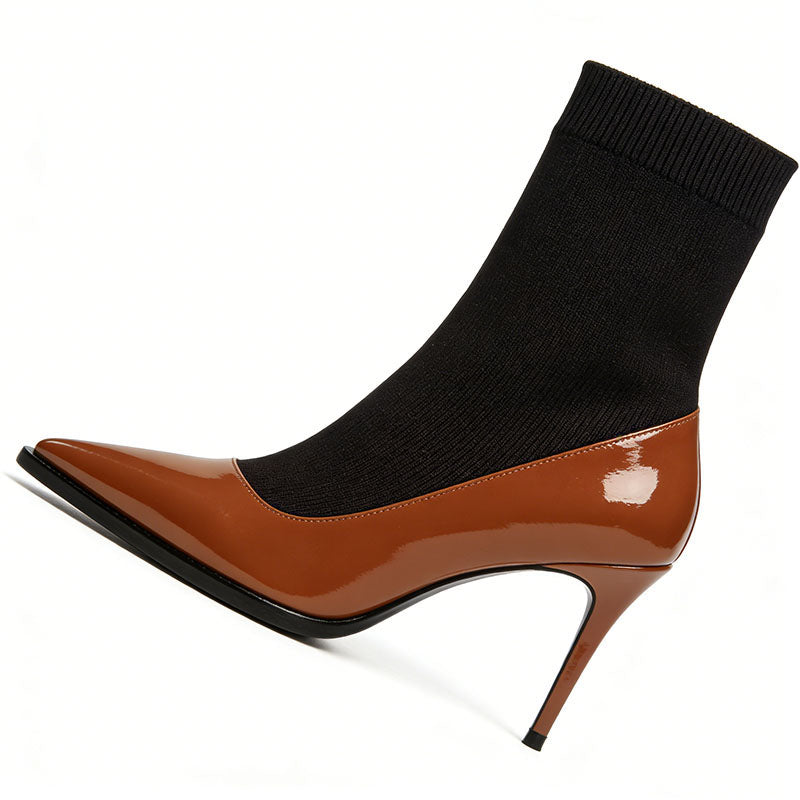 Elegant Stiletto Heel Patchwork Women's Low Boots
