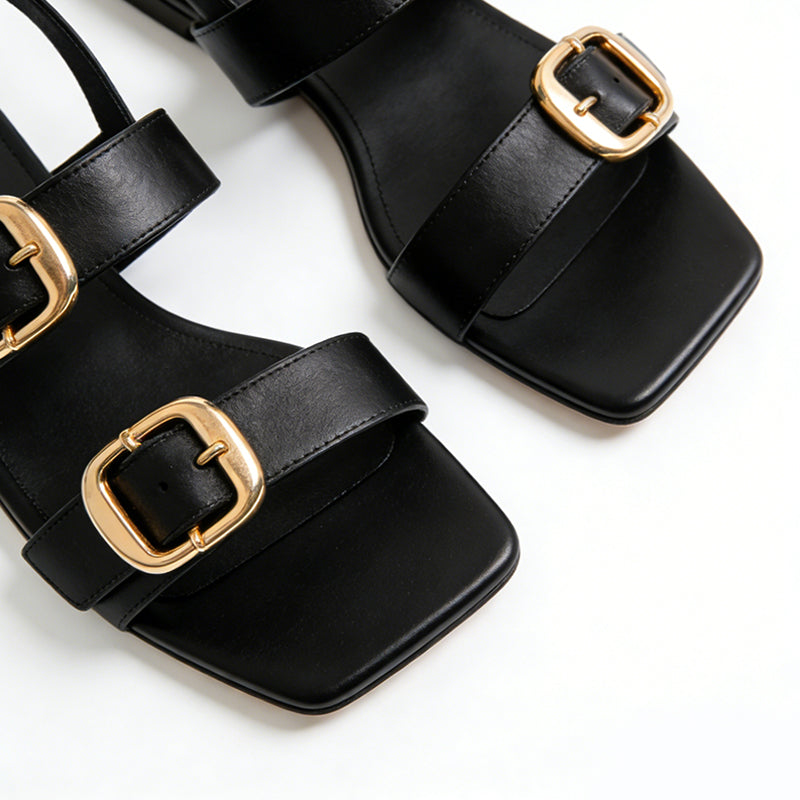 Minimalist Sleek Daily Commuter Comfort Versatile Square Toe Flat Sandals