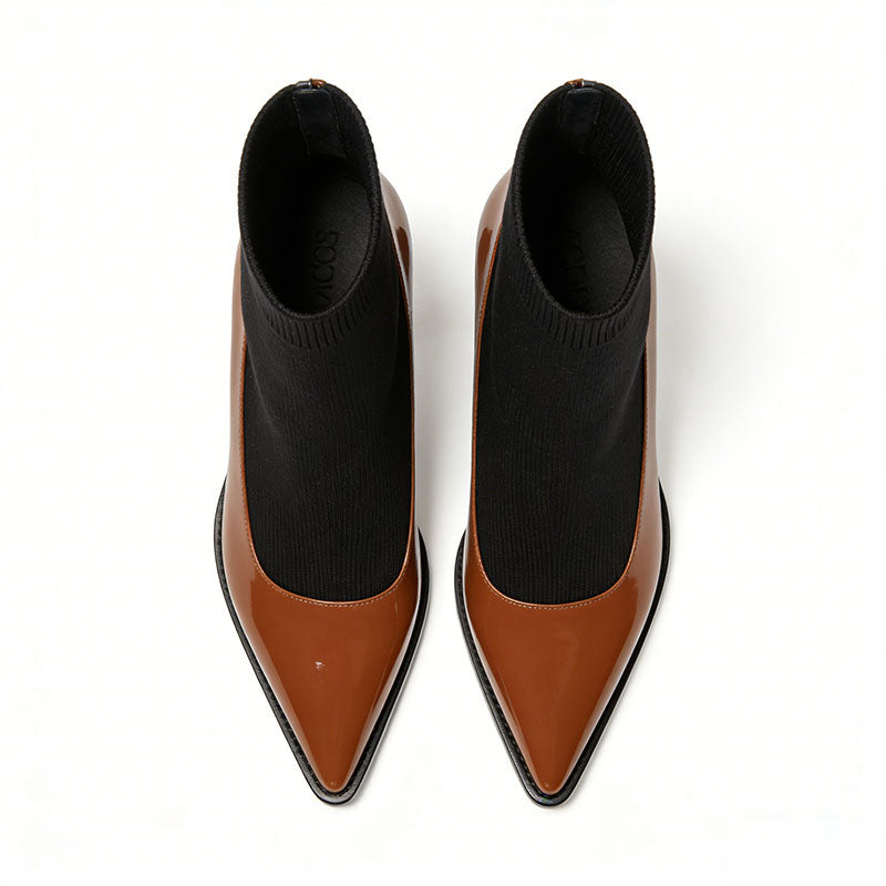 Elegant Stiletto Heel Patchwork Women's Low Boots
