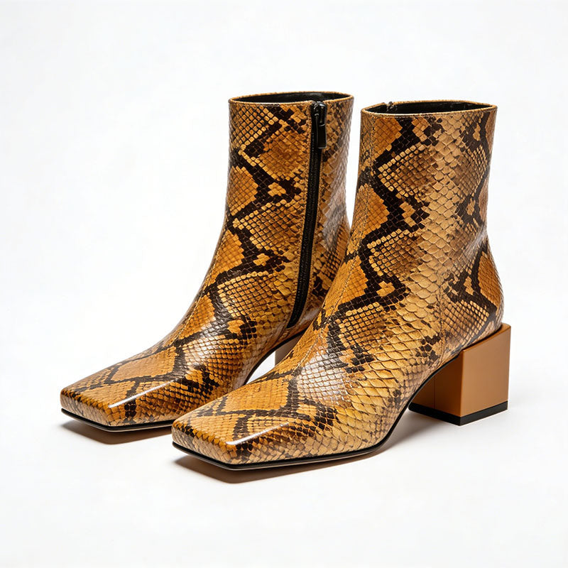 Retro Patterned Women's Low Boots