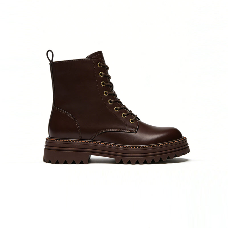 Retro Textured Lace Up Women's Ankle Boots