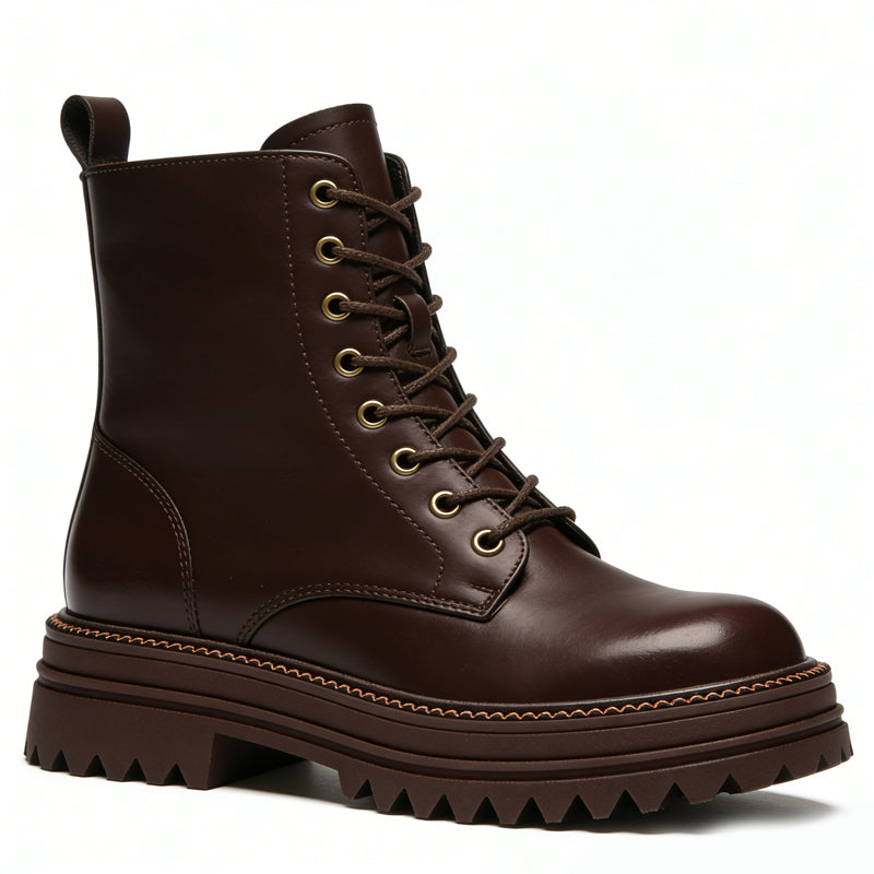 Retro Textured Lace Up Women's Ankle Boots