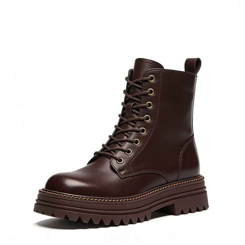 Retro Textured Lace Up Women's Ankle Boots