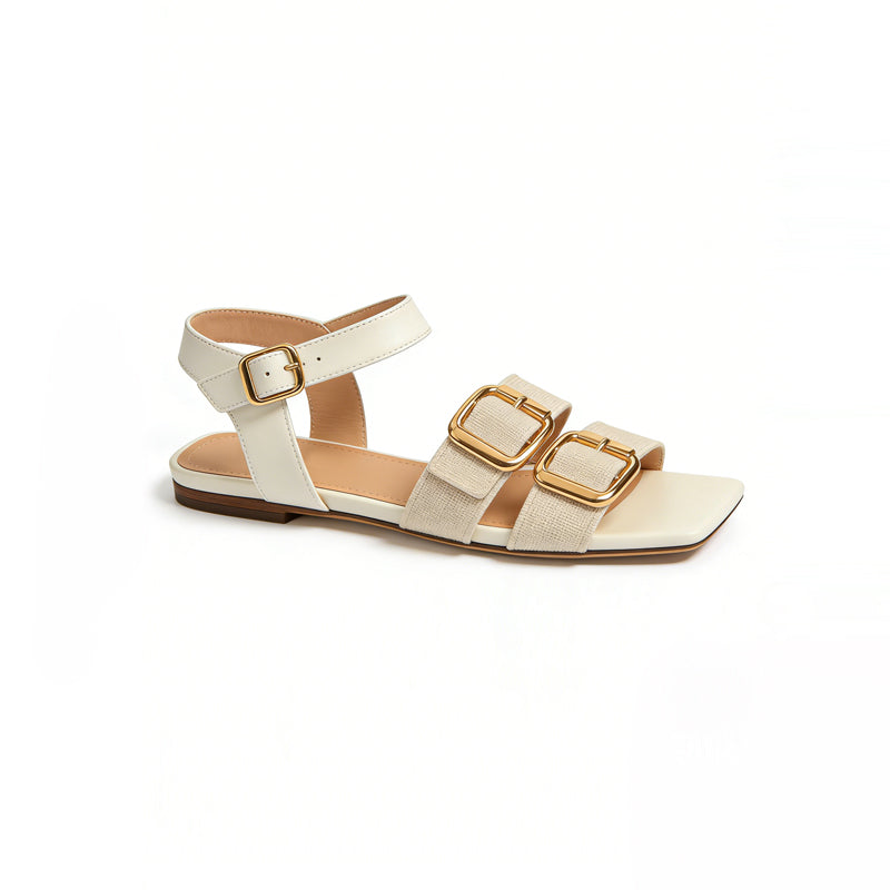Minimalist Sleek Commuter Casual Comfort Square Toe Flat Sandals