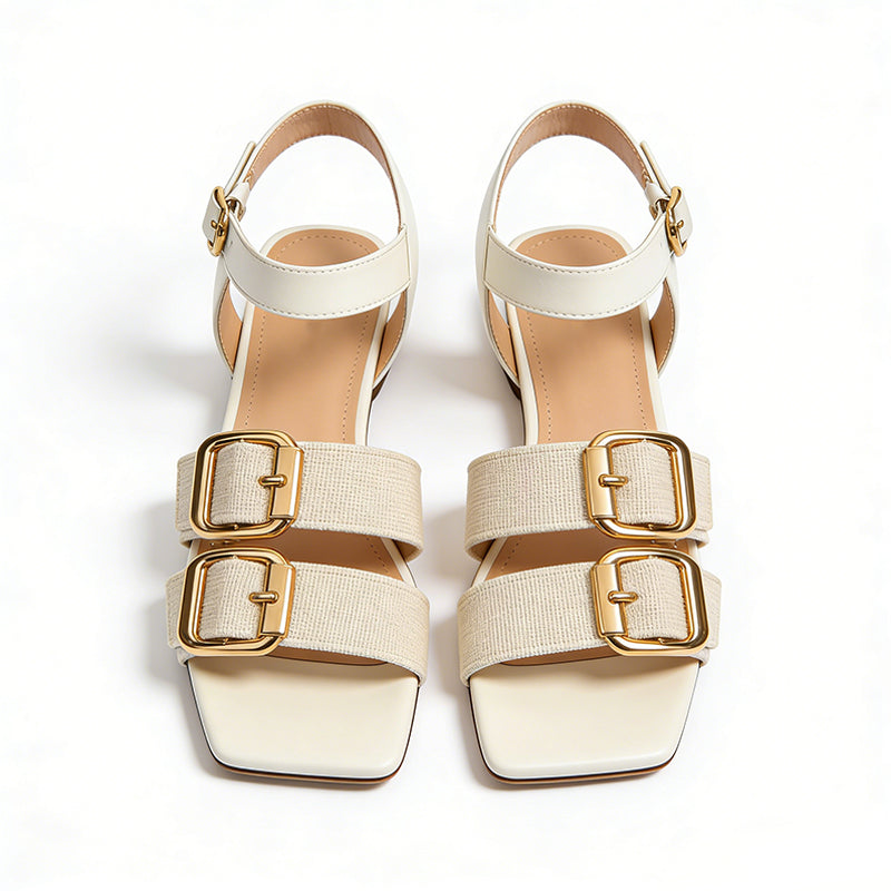 Minimalist Sleek Commuter Casual Comfort Square Toe Flat Sandals