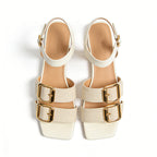 Minimalist Sleek Commuter Casual Comfort Square Toe Flat Sandals