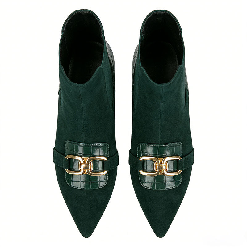 Exquisite Buckle Chunky Heel Women's Low Boots