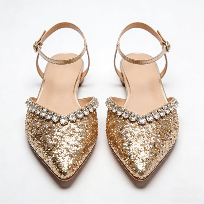 Shiny Slingback Flats Gorgeous Premium Texture Footwear