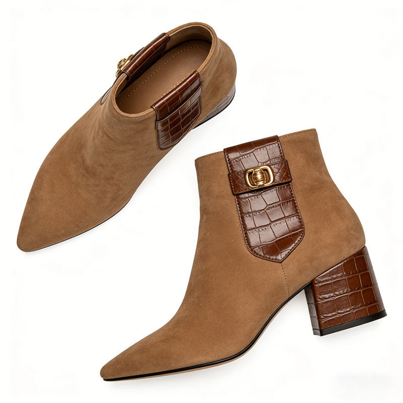 Simple Chunky Heel Women's Low Boots
