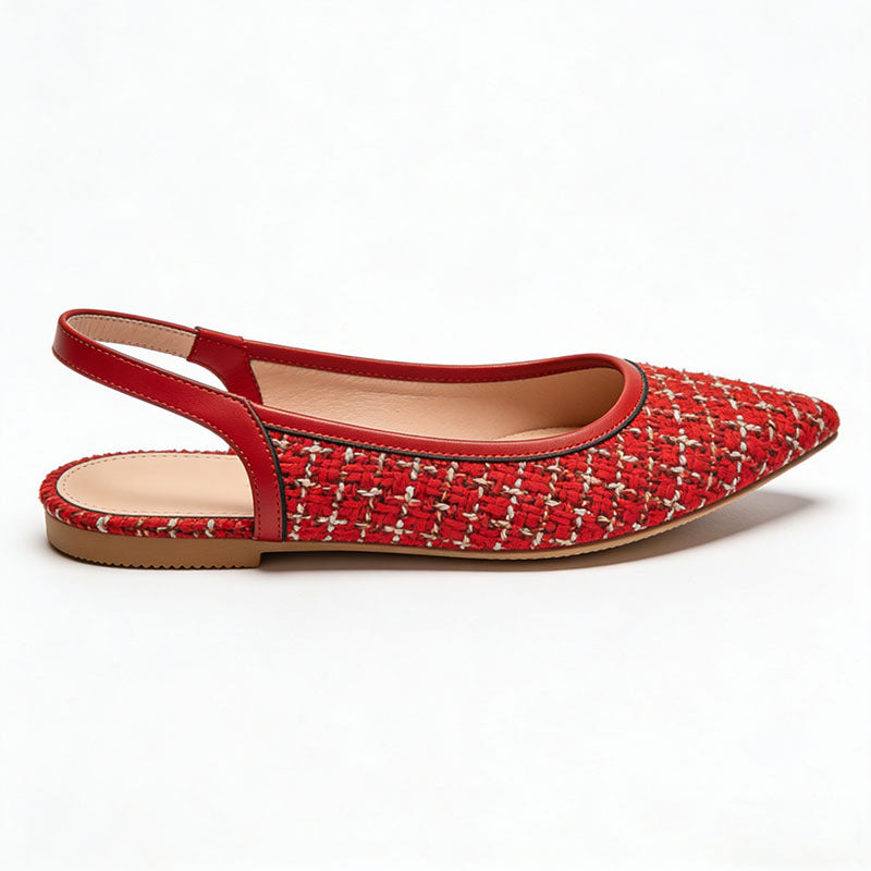 Pointed Toe Slingback Flats Fashion Premium Style