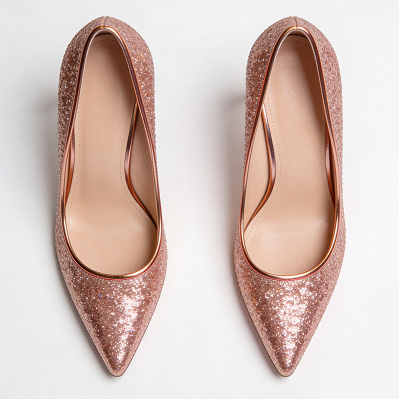 Shiny Exquisite Pointed Toe Stiletto Fashion Eye-catching Pumps