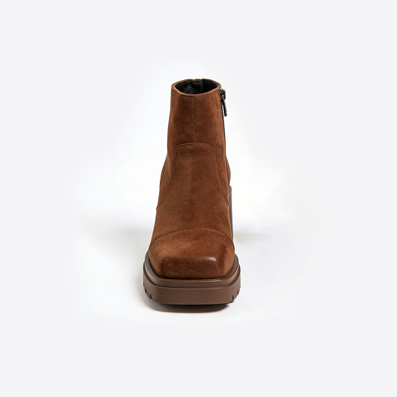 Simple Chunky Heel Textured Women's Low Boots