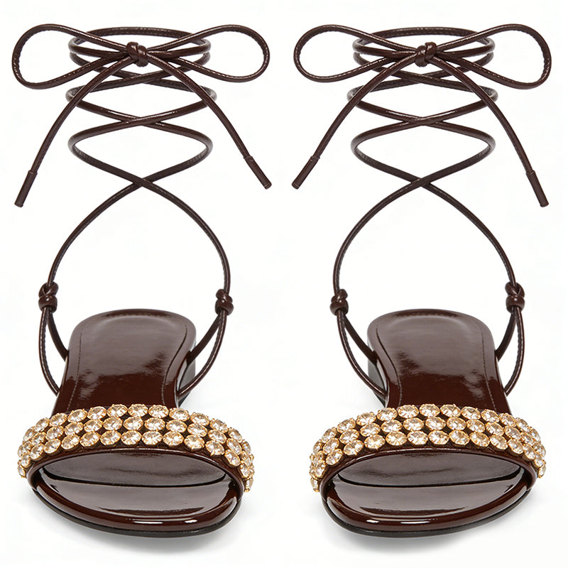 Luxury Exquisite Temperament Boosting Square Toe Flat Sandals