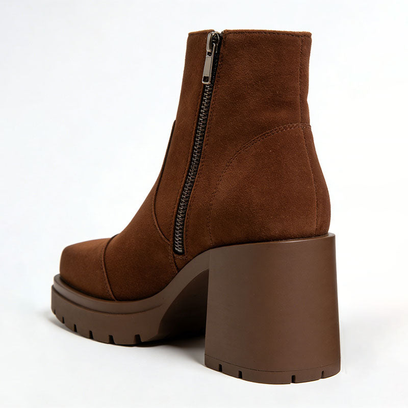 Simple Chunky Heel Textured Women's Low Boots