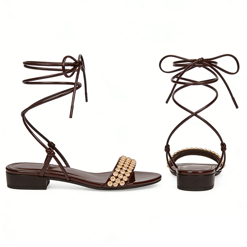 Luxury Exquisite Temperament Boosting Square Toe Flat Sandals