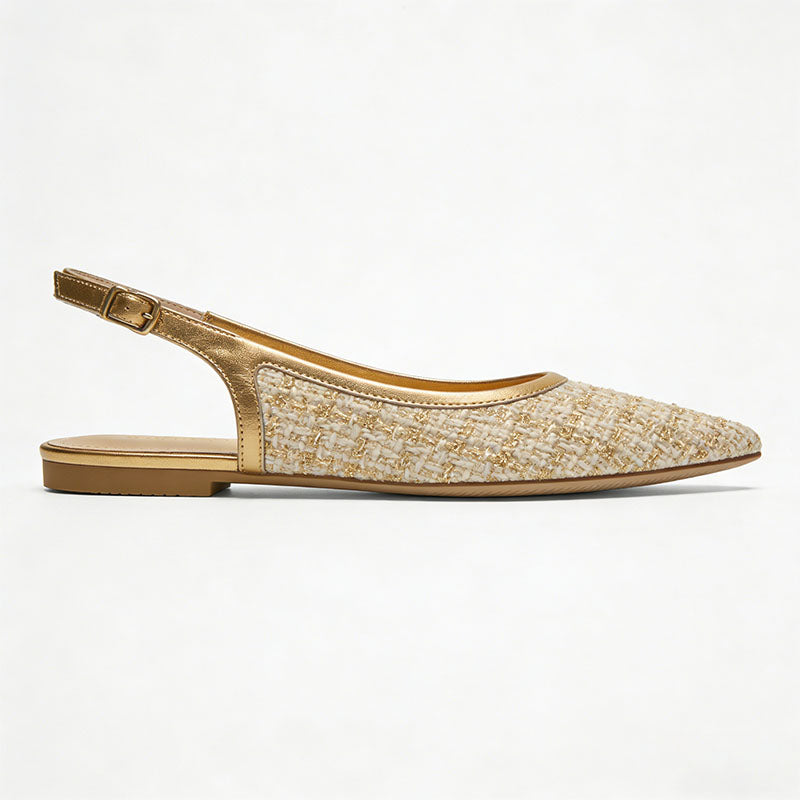 Luxury Pointed Toe Slingback Flats Exquisite Elegant Style