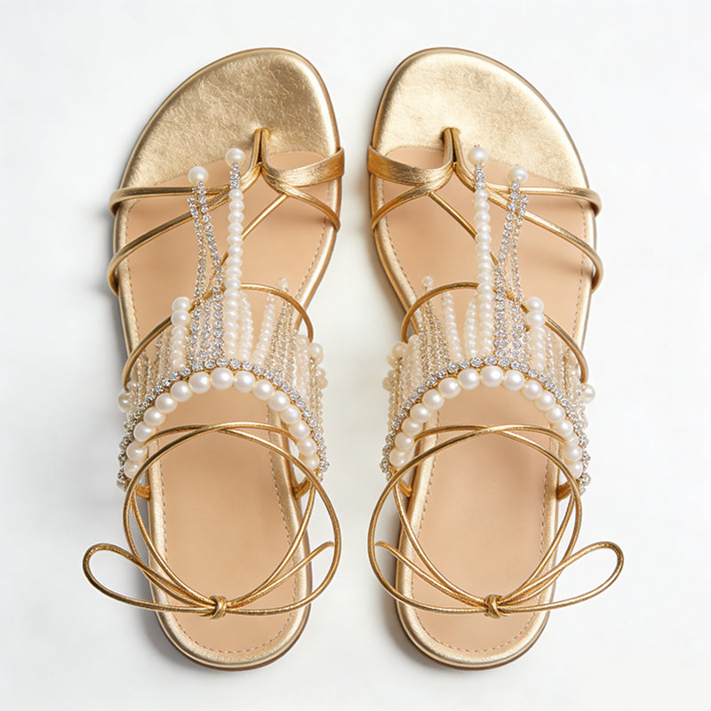 Luxury Gorgeous Banquet Date Flip Flop Flat Sandals