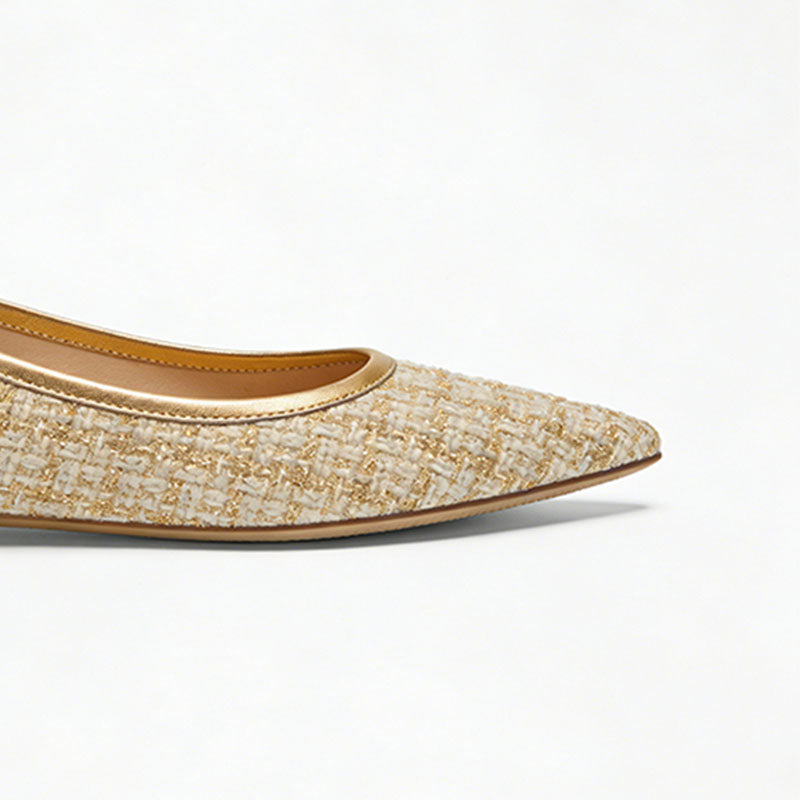 Luxury Pointed Toe Slingback Flats Exquisite Elegant Style
