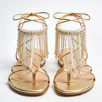 Luxury Gorgeous Banquet Date Flip Flop Flat Sandals