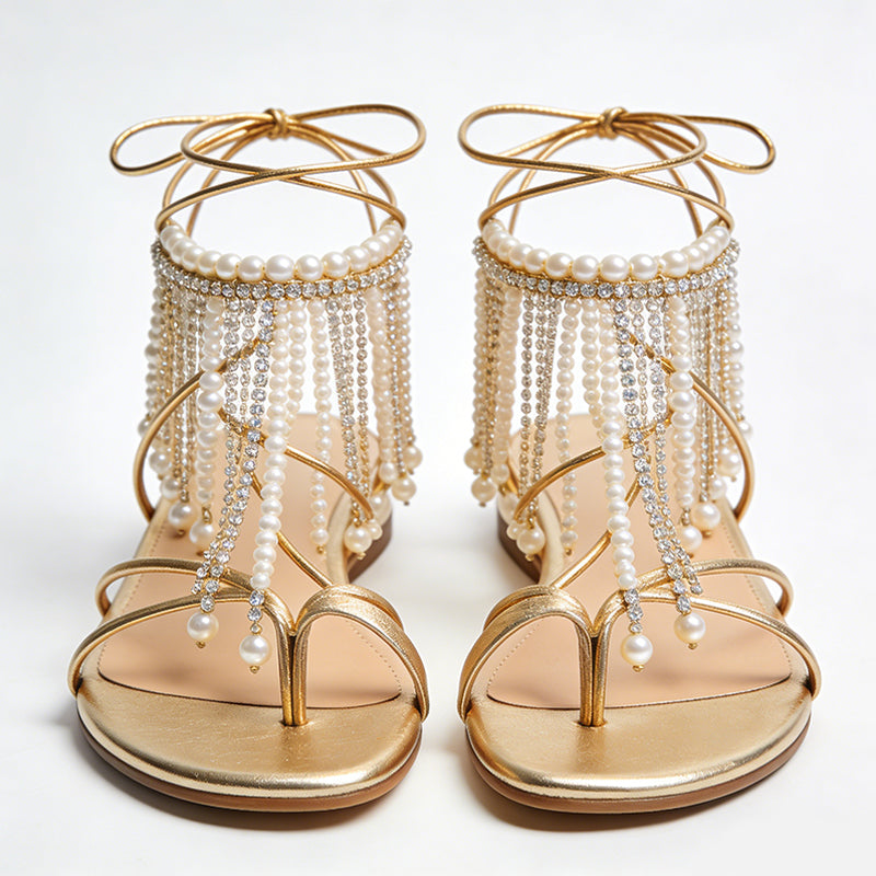 Luxury Gorgeous Banquet Date Flip Flop Flat Sandals
