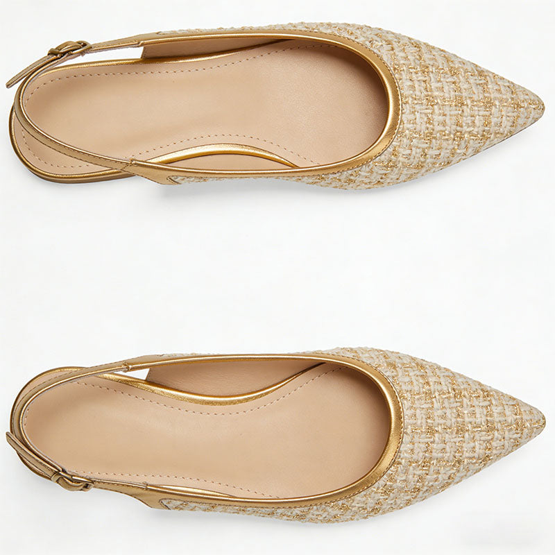 Luxury Pointed Toe Slingback Flats Exquisite Elegant Style