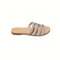 Multi Strap Rhinestone Woven Street Style Women's Slippers