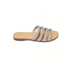 Multi Strap Rhinestone Woven Street Style Women's Slippers