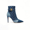 Retro Quilted Stiletto Heeled Women's Low Boots