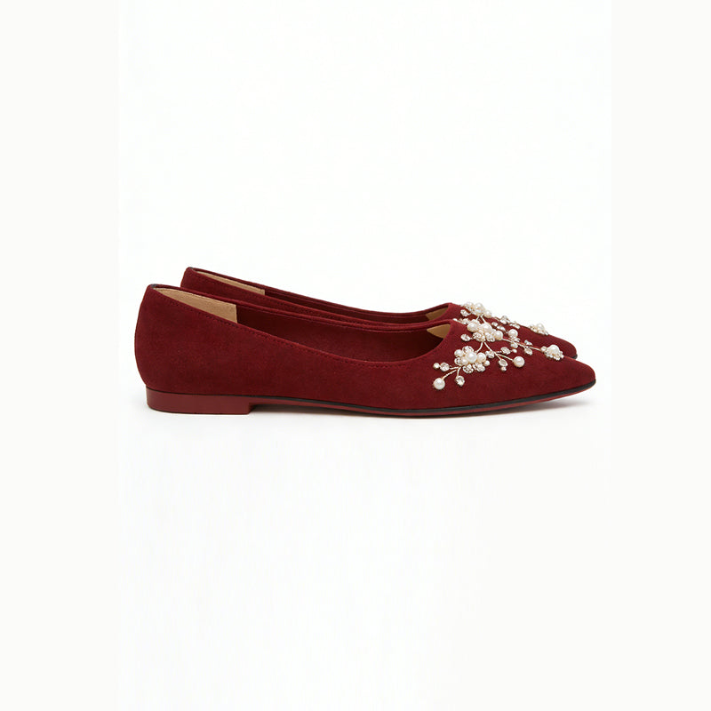 Retro Elegant Texture Daily Pointed Toe Ballet Flats