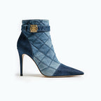 Quarted Quilted Stiletto Heeled Women's Low Boots