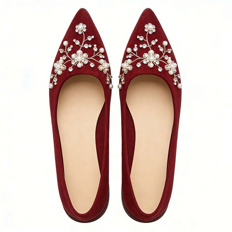 Retro Elegant Texture Daily Pointed Toe Ballet Flats