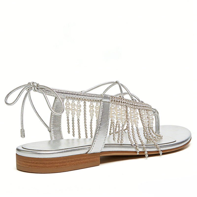 Elegant Exquisite Banquet Date Flip Flop Flat Sandals
