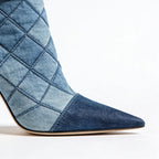 Quarted Quilted Stiletto Heeled Women's Low Boots