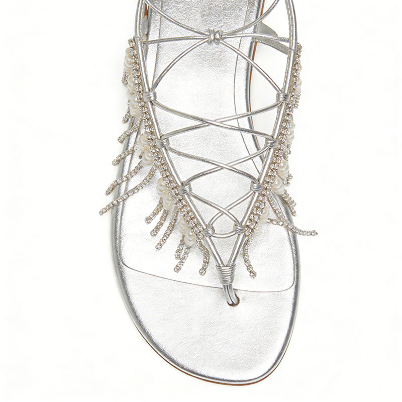 Elegant Exquisite Banquet Date Flip Flop Flat Sandals