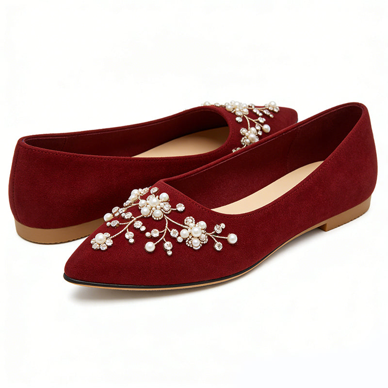 Retro Elegant Texture Daily Pointed Toe Ballet Flats