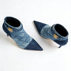 Quarted Quilted Stiletto Heeled Women's Low Boots