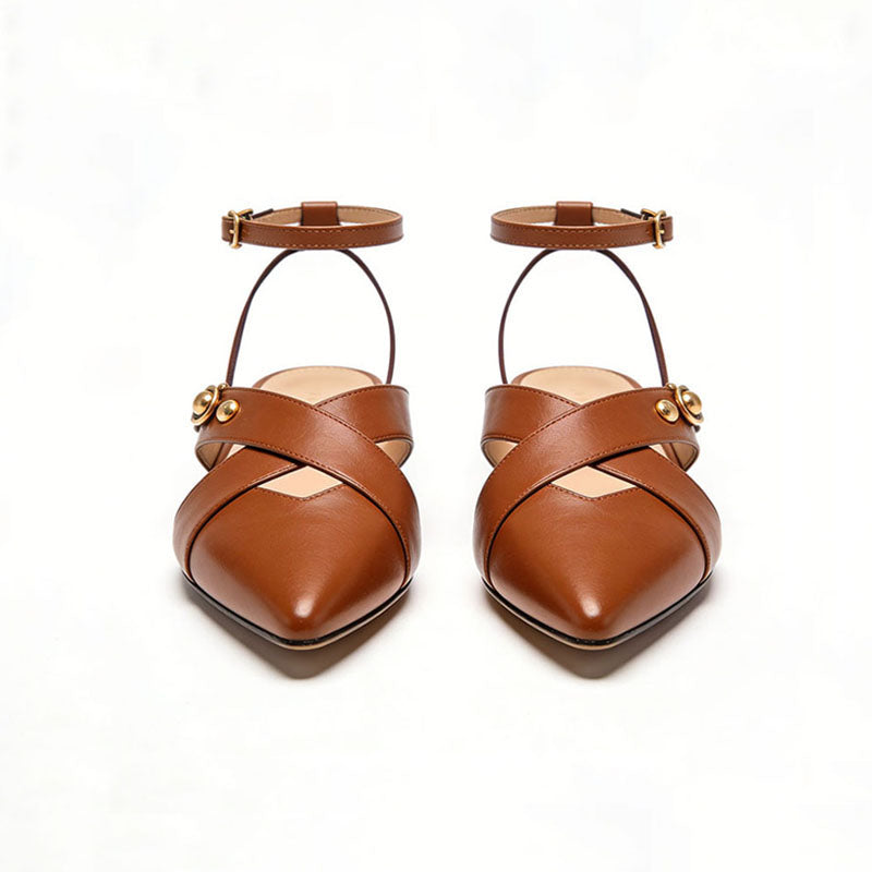 Premium Texture Slingback Flats High End Fashion Footwear