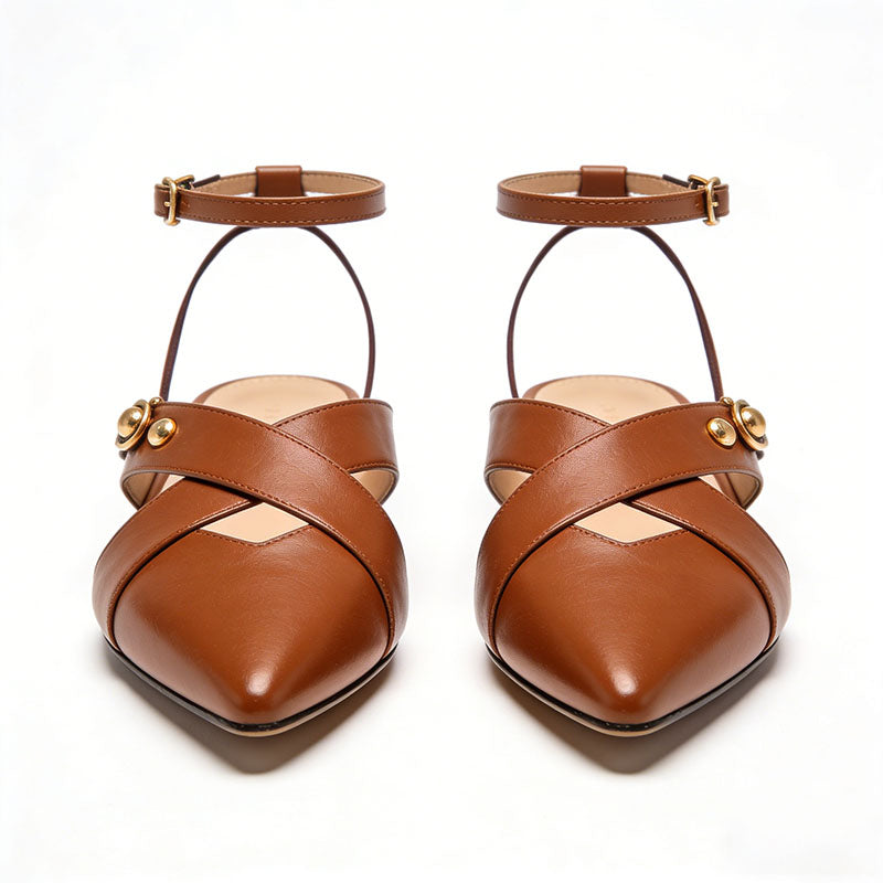 Premium Texture Slingback Flats High End Fashion Footwear