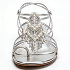 Women's Luxury Romantic Banquet Street Flip Flop Flat Sandals