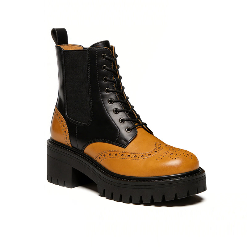 Classic Platform Color Blocked Women's Ankle Boots