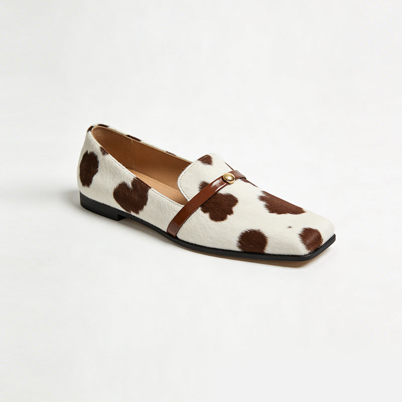 Spotted Pattern Casual Streetwear Stylish Square Toe Ballet Flats