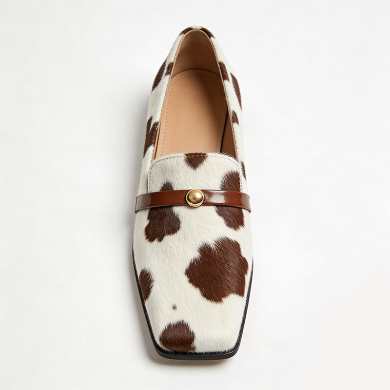 Spotted Pattern Casual Streetwear Stylish Square Toe Ballet Flats