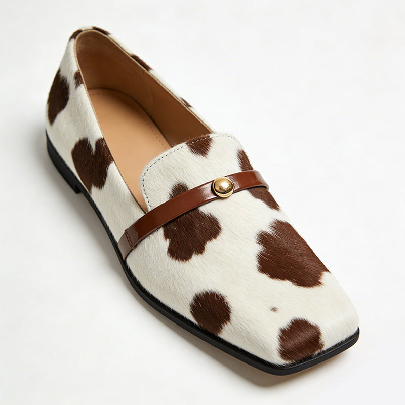 Spotted Pattern Casual Streetwear Stylish Square Toe Ballet Flats