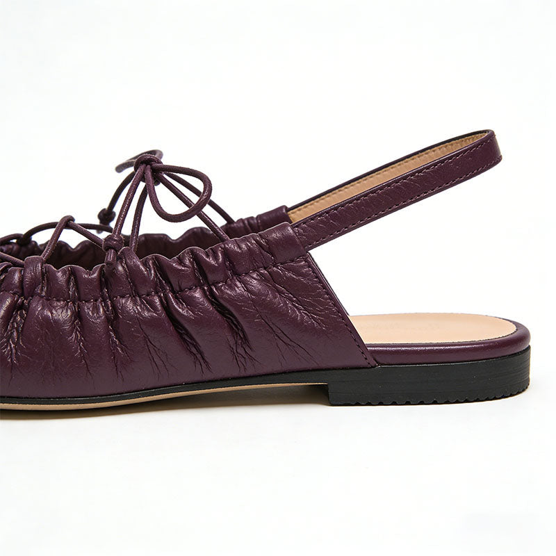 Slingback Flats Retro Texture Trendy Street Fashion Item